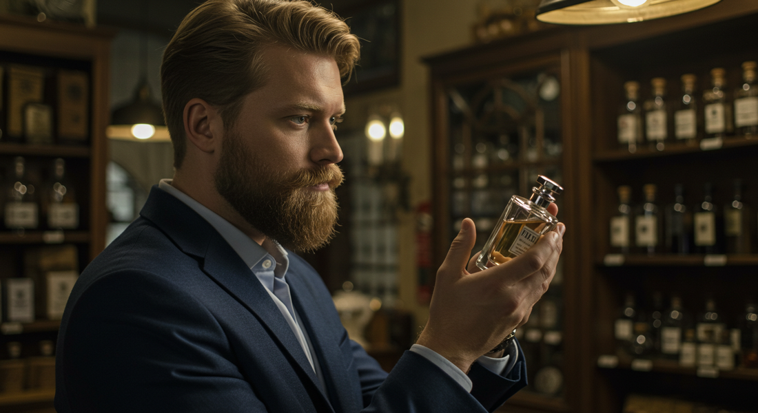 a man is choosing a perfume