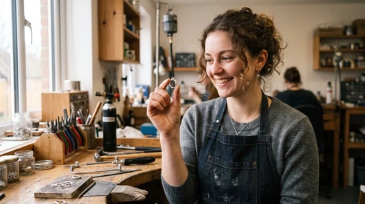Person holding handmade ring at a ring making workshop near me