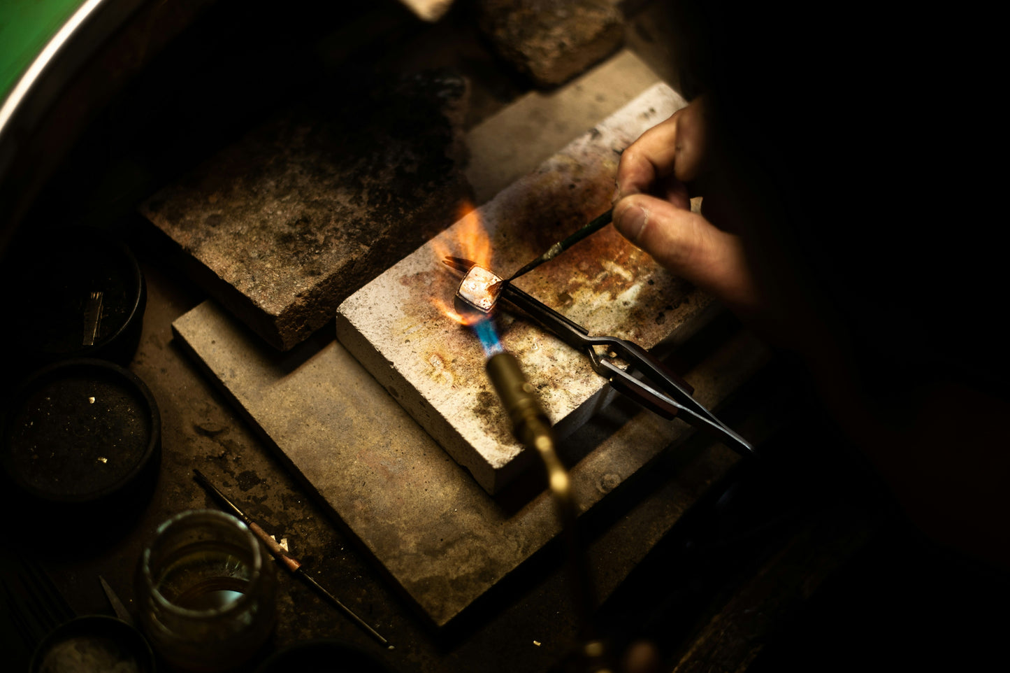 Perfume making tools and workspace - artisan crafting environment with professional fragrance equipment and essential oils